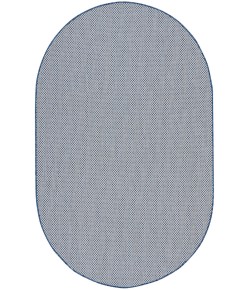 Nourison Courtyard Ivory Blue COU01 5 ft. X 8 ft. Oval Rug