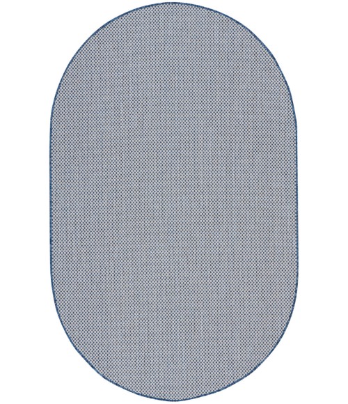 Nourison Courtyard Ivory Blue COU01 5 ft. X 8 ft. Oval Rug