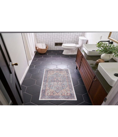 Nicole Curtis Machine Washable Series 1 Blue Multicolor SR104 3 ft. X 5 ft. Rectangle Rug