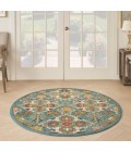 Nourison Allur Area Rug ALR03 Turquoise Ivory