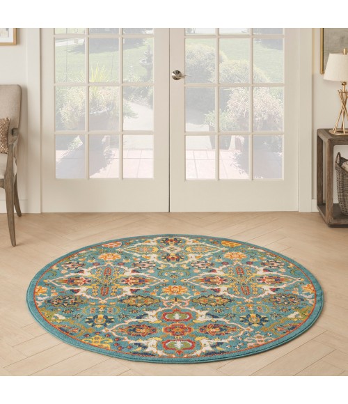 Nourison Allur Area Rug ALR03 Turquoise Ivory
