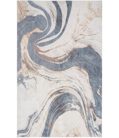 Nourison Astra Machine Washable Ivory Blue ASW15 7 ft. 10 in. X 10 ft. Rectangle Rug