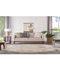 Nourison Astra Machine Washable Ivory Blue ASW13 5 ft. 3 in. Round Rug