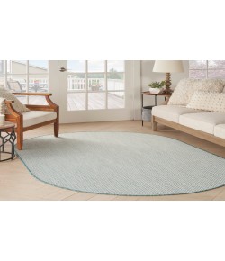 Nourison Courtyard Ivory Aqua COU01 5 ft. X 8 ft. Oval Rug