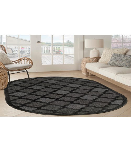 Nourison Easy Care Charcoal Black NES01 6 ft. X 9 ft. Oval Rug