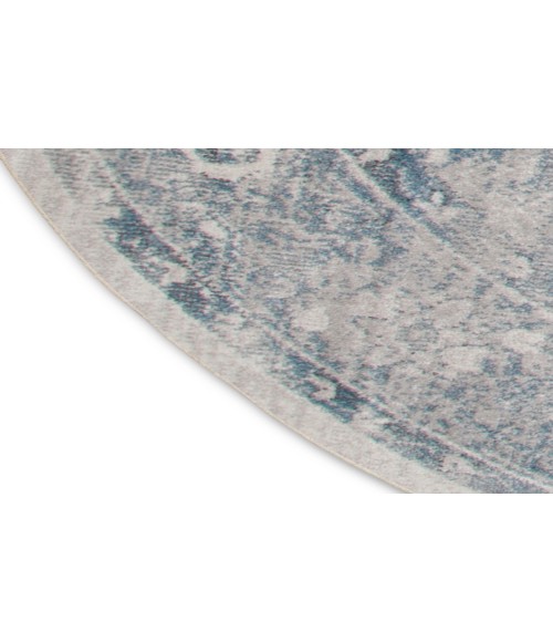 Nourison Astra Machine Washable Blue Ivory ASW11 4 ft. Round Rug