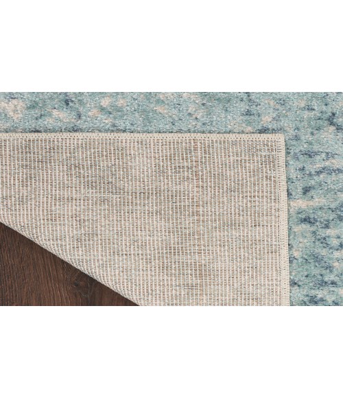 Nourison Astra Machine Washable Blue Ivory ASW07 2 ft. 2 in. X 8 ft. Rectangle Rug