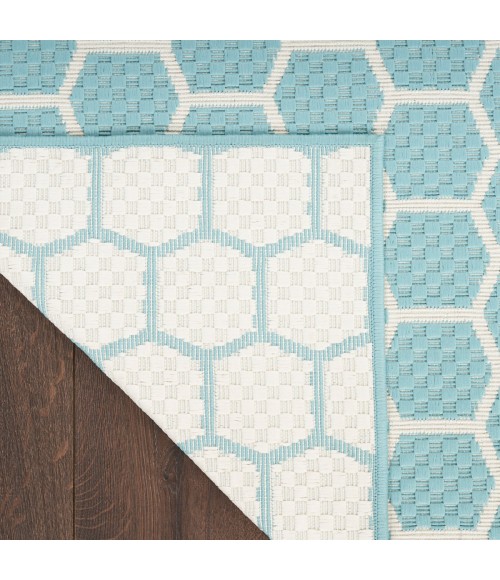Nourison Reversible Indoor Outdoor Aqua RVB01 10 ft. X 14 ft. Rect. Rug