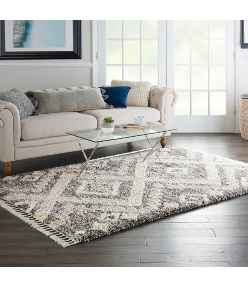 Nourison Oslo Shag Grey/Ivory OSL02 5 ft. X 8 ft. Rect. Rug