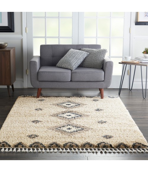 Nourison Scandinavian Shag Ivory/Blue Rug SCN03 5 ft. 3 in. X 7 ft. 9 in. Rect. - Rugs Town Nourison Scandinavian Shag Ivory/Blue SCN03 5 ft. 3 in. X 7 ft. 9 in. Rect. Rug