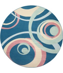 Nourison Home Grafix GRF21 Blue Multicolor 8 ft. Round Area Rug