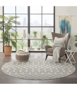Nourison Home Grafix GRF37 Grey 8 ft. Round Area Rug