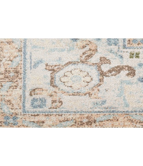 Nourison Astra Machine Washable Ivory Blue ASW13 5 ft. 3 in. Round Rug