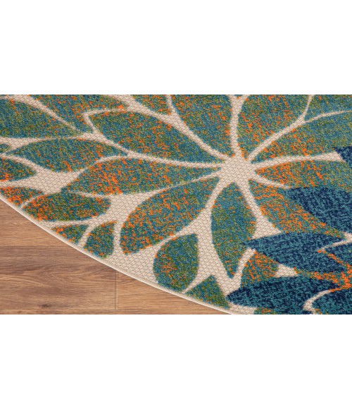 Nourison Aloha Blue Green ALH05 5 ft. 3 in. Round Rug