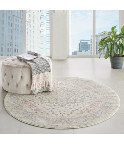 Nourison Tranquil(Traql) - Tra06 Ivory Pink Area Rug 5 ft. 3 X Round