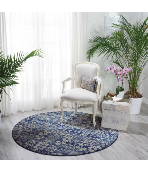 Nourison Somerset Round Area Rug ST757-Navy