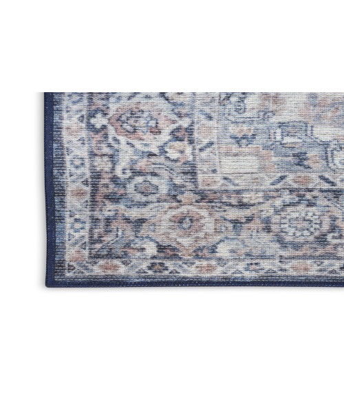 Nicole Curtis Machine Washable Series 1 Ivory Navy SR101 4 ft. X 6 ft. Rectangle Rug