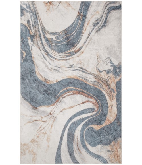 Nourison Astra Machine Washable Ivory Blue ASW15 4 ft. X 6 ft. Rectangle Rug