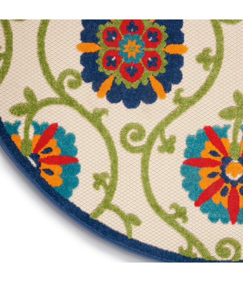 Nourison Aloha Round Area Rug ALH19-Blue/Multicolor