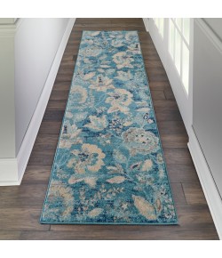 Nourison Tranquil(Traql) - Tra02 Turquoise Area Rug 2 ft. 3 X 7 ft. 3 Rectangle
