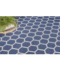 Nourison Reversible Indoor Outdoor Navy RVB01 8 ft. Round Rug