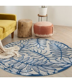 Nourison Aloha - Alh18 Ivory Navy Area Rug 5 ft. 3 X Round