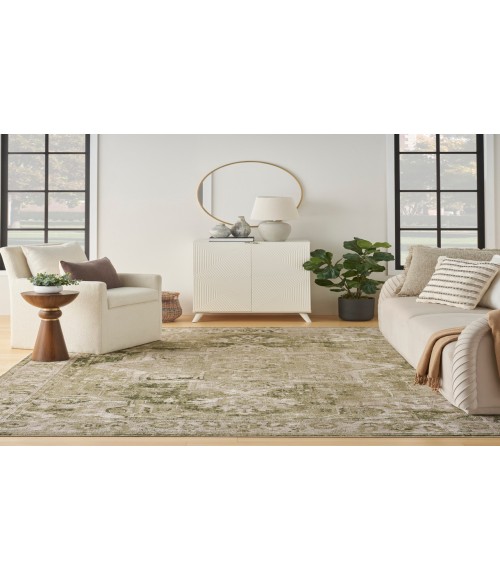 Nourison Astra Machine Washable Ivory Green ASW12 6 ft. 7 in. X 9 ft. Rectangle Rug