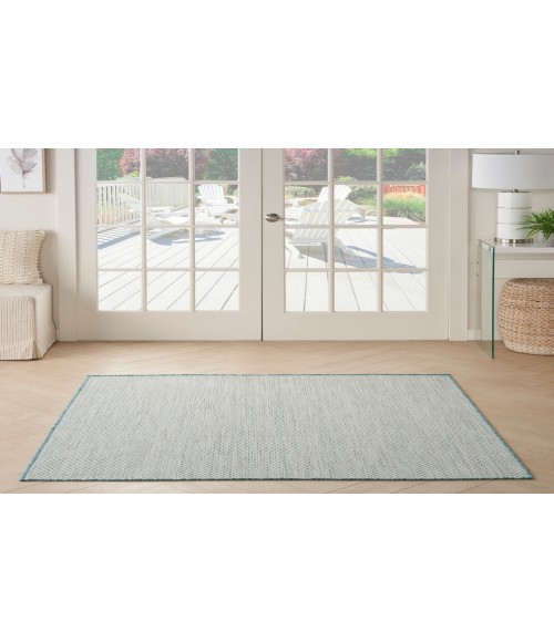 Nourison Courtyard Ivory Aqua COU01 5 ft. Square Rug