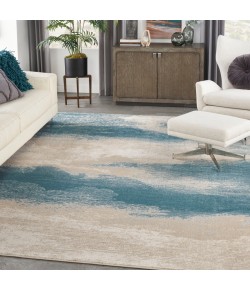 Nourison Maxell - Mae06 Ivory Teal Area Rug 9 ft. 3 in. X 12 ft. 9 in. Rectangle