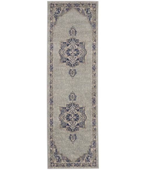 Nourison Tranquil Area Rug TRA14 Grey/Navy 2'3" x 7'3"