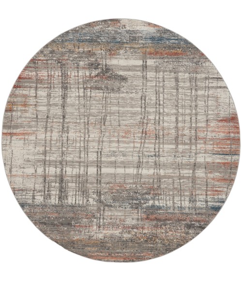 Rustic Textures Area Rug Nourison Rustic Textures Area Rug RUS12 Grey/Multi 7'10" Round