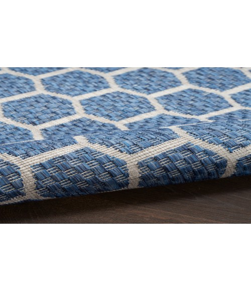 Nourison Reversible Indoor Outdoor Blue RVB01 8 ft. Round Rug
