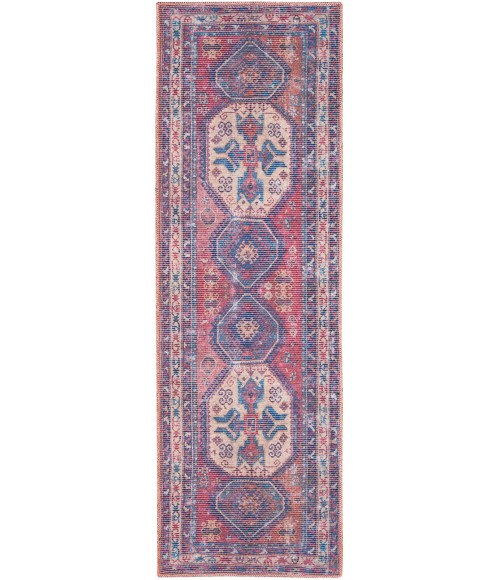 Nicole Curtis Machine Washable Series 1 Area Rug Nicole Curtis Machine Washable Series 1 Area Rug SR105 Red/Navy 7' Runner