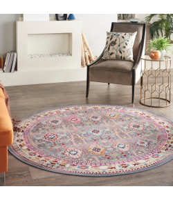 Nourison Vintage Kashan - Vka05 Grey Multicolor Area Rug 6 ft. X 6 ft. Round