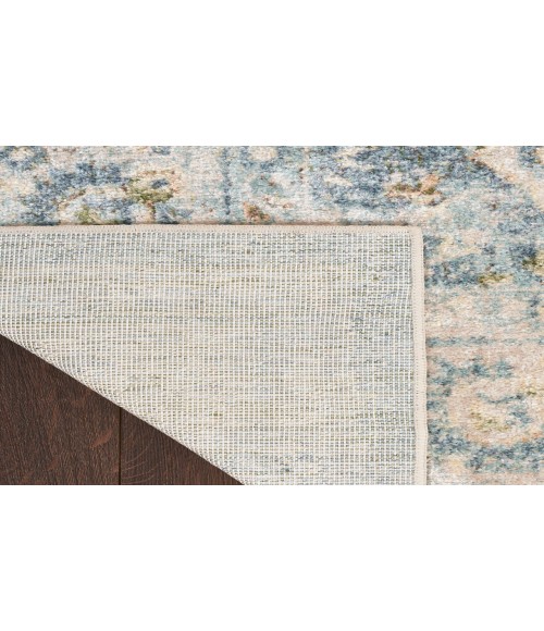 Nourison Astra Machine Washable Teal Beige ASW16 2 ft. 2 in. X 8 ft. Rectangle Rug