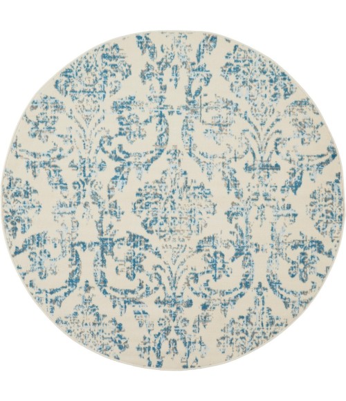 Nourison Jubilant Round Area Rug JUB09-Ivory/Blue