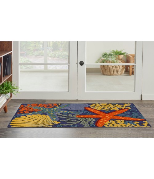 Nourison Aloha Navy Multicolor ALH24 2 ft. 8 in. X 4 ft. Rectangle Rug
