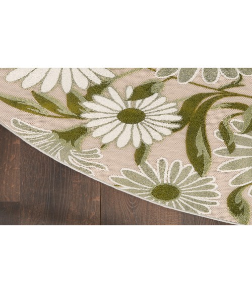 Nourison Aloha Ivory Green ALH33 5 ft. 3 in. Round Rug
