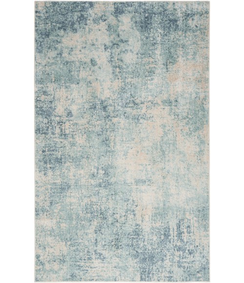 Nourison Astra Machine Washable Blue Ivory ASW07 6 ft. 7 in. X 9 ft. Rectangle Rug