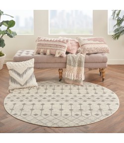 Nourison Home Grafix GRF37 Ivory/Grey 5 ft. 3 in. Round Area Rug