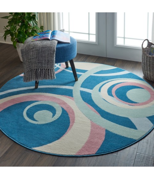 Nourison Grafix Round Area Rug GRF21-Blue Multi Colored