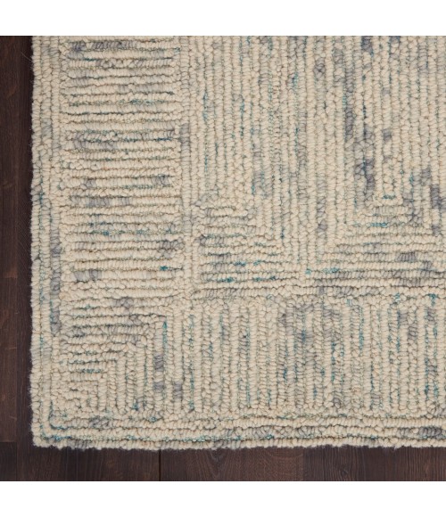 Nourison Vail Ivory Grey Teal VAI04 7 ft. 9 in. X 9 ft. 9 in. Rect. Rug