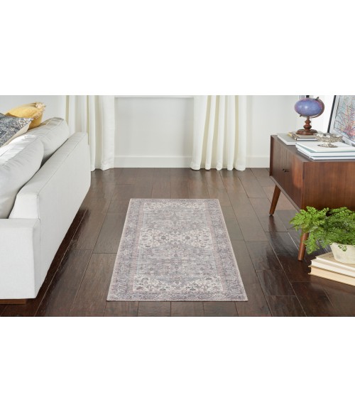 Nicole Curtis Machine Washable Series 1 Grey SR104 2 ft. 2 in. X 12 ft. Rectangle Rug