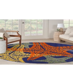 Nourison Home Aloha ALH28 Blue Multicolor 5 ft. 3 in. Round Area Rug