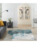 Nourison Maxell Area Rug MAE08 Ivory/Teal 3'10" x 5'10"