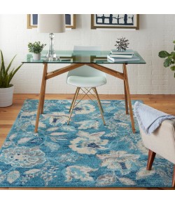 Nourison Tranquil(Traql) - Tra02 Turquoise Area Rug 5 ft. 3 X 7 ft. 3 Rectangle