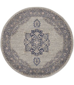 Nourison Tranquil(Traql) - Tra14 Grey Navy Area Rug 5 ft. 3 in. Round