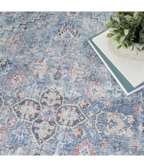 Nicole Curtis Machine Washable Series 1 Area Rug SR104 Blue 4' x 6'