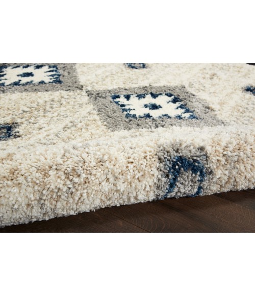 Nourison Scandinavian Shag Ivory/Blue Rug SCN03 5 ft. 3 in. X 7 ft. 9 in. Rect. - Rugs Town Nourison Scandinavian Shag Ivory/Blue SCN03 5 ft. 3 in. X 7 ft. 9 in. Rect. Rug