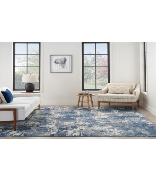 Nourison Grafix Navy Blue GRF38 9 ft. X 12 ft. Rectangle Rug